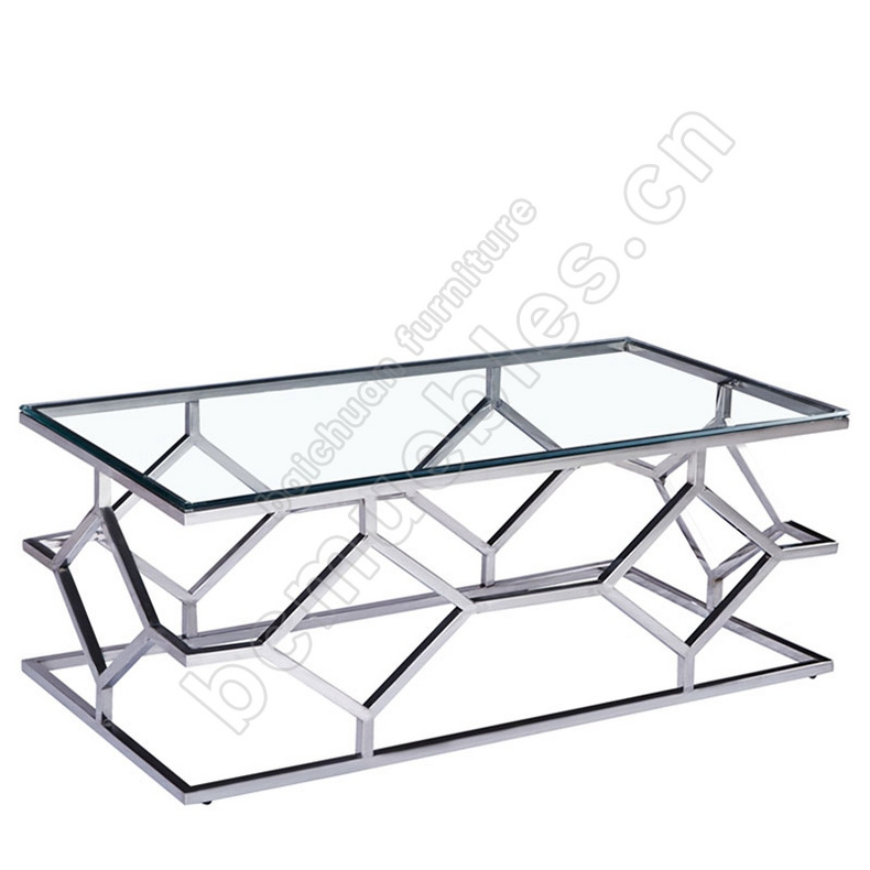 BC coffee table marble glass stainless steel frame CS-2001