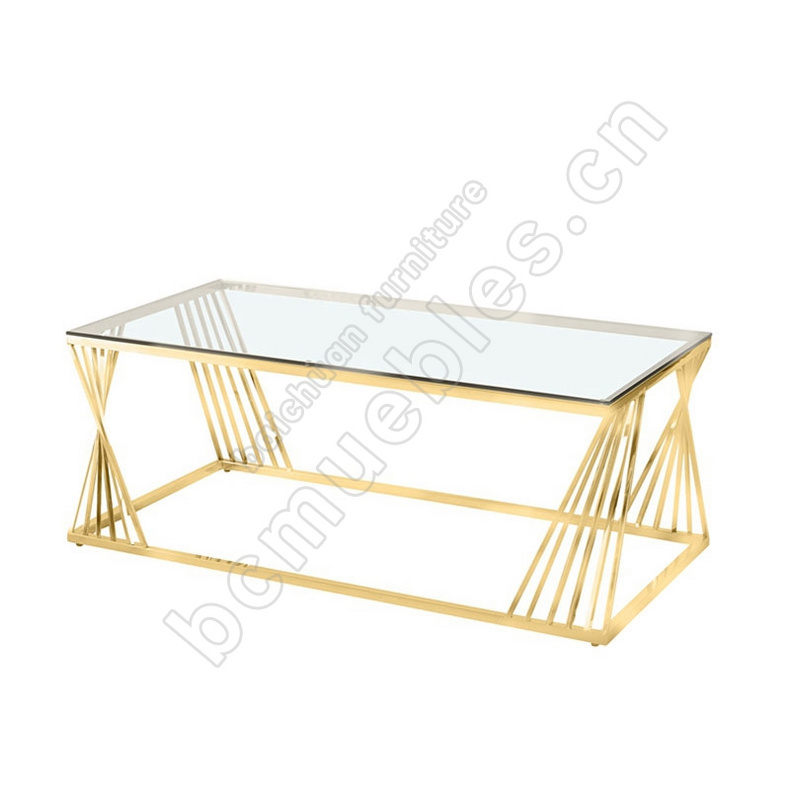 marble glass coffee table stainless steel frame CS-2030