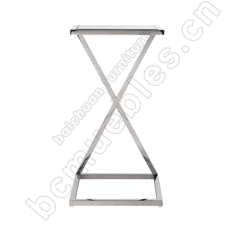 stainless steel end table with glass top