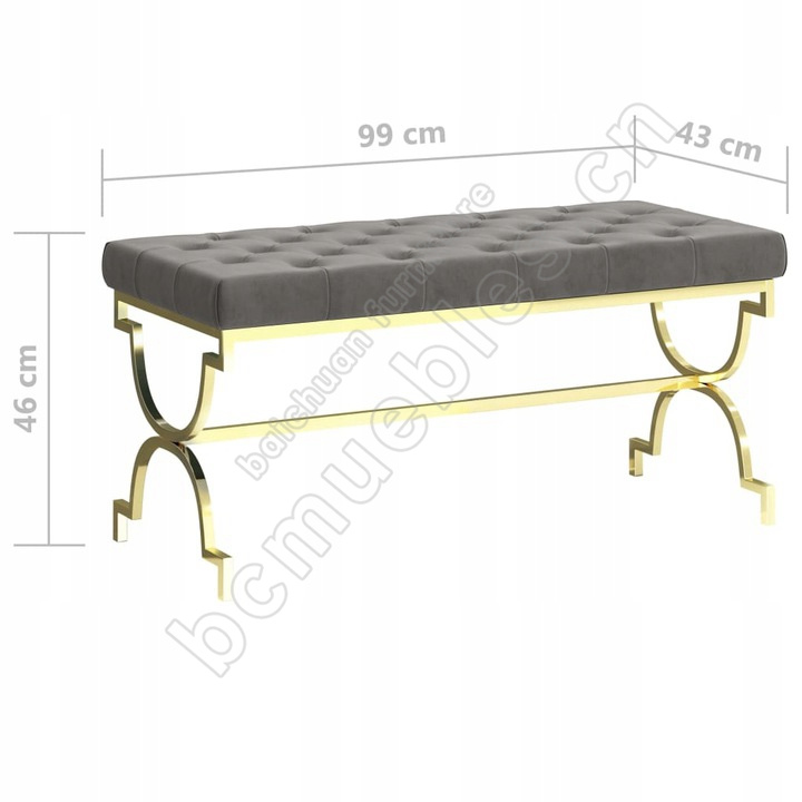 BC golden stainless steel frame velvet bench