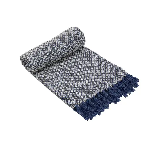 ITEM#:T83752-BLUE-SA-Throw-SIZE:152.4 X 127 X 0.8CM-MATERIAL:100% Recycle Cotton-PACKING:0/12/0.0637CBM