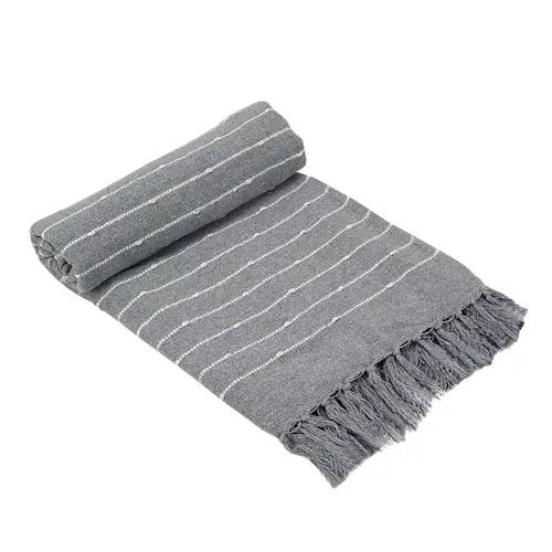 ITEM#:T83749-GREY-SA-Throw-SIZE:152.4 X 127 X 0.7CM-MATERIAL:100% Recycle Cotton-PACKING:0/12/0.0439CBM