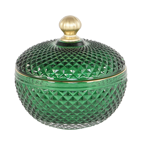 ITEM#:RC130242-4.7x4.7x4.7" Candy Jar-SIZE:11.9 * 11.9 * 11.9CM-MATERIAL:100% Glass-PACKING:1/12/0.02749CBM