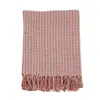 ITEM#:T83754-PINK-SA-Throw-SIZE:152.4 X 127 X 0.8CM-MATERIAL:100% Recycle Cotton-PACKING:0/12/0.0637CBM
