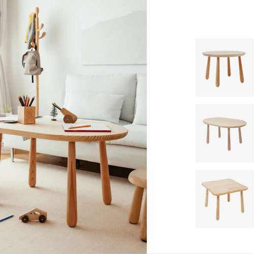 The round/The elliptic/The square table