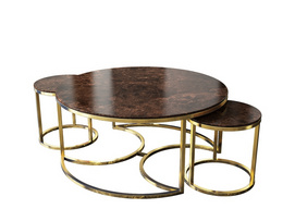 marble top stainless steel base coffee table CT-1583