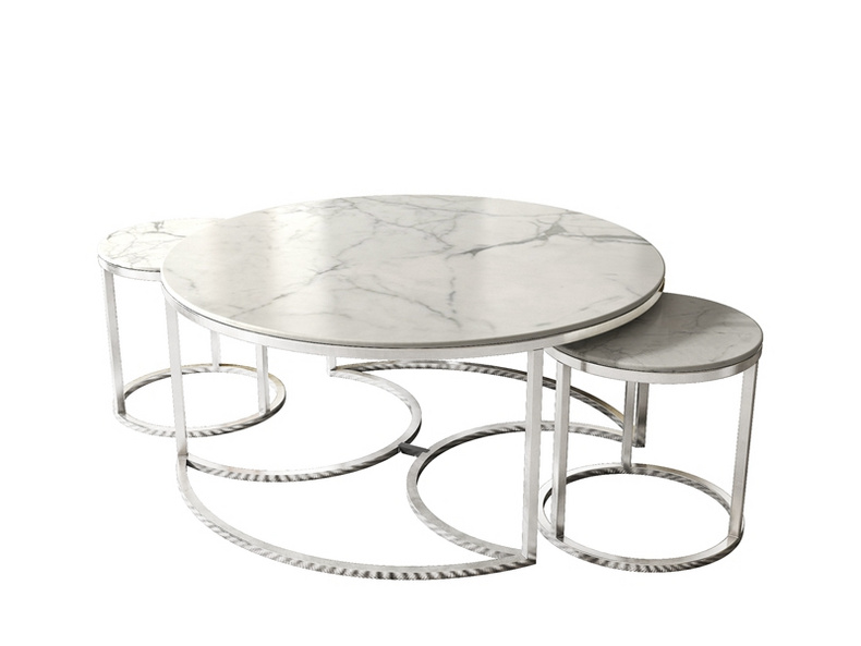 marble top stainless steel base coffee table CT-1583