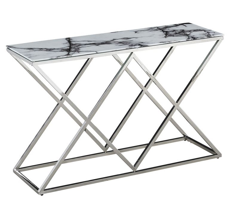 marble or glass top stainless steel console table BS-091