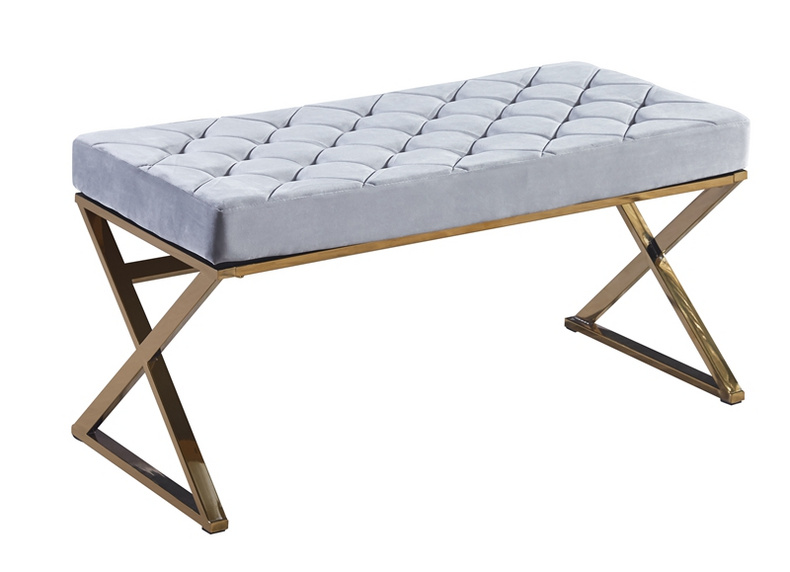 BC stainless steel frame velvet bench