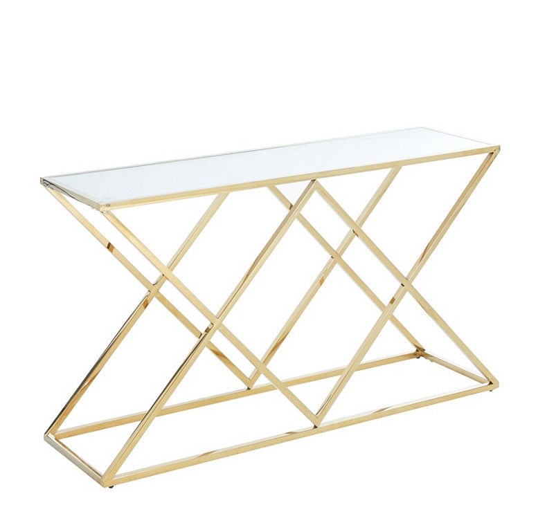 marble or glass top stainless steel console table BS-091