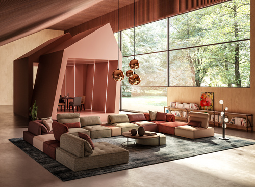 KF.2083-Euro Contemporary Stationary Sofa