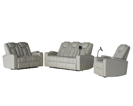 Air Leather Electric power  recliner sofa set with wireless charge stand,headrest,storage
