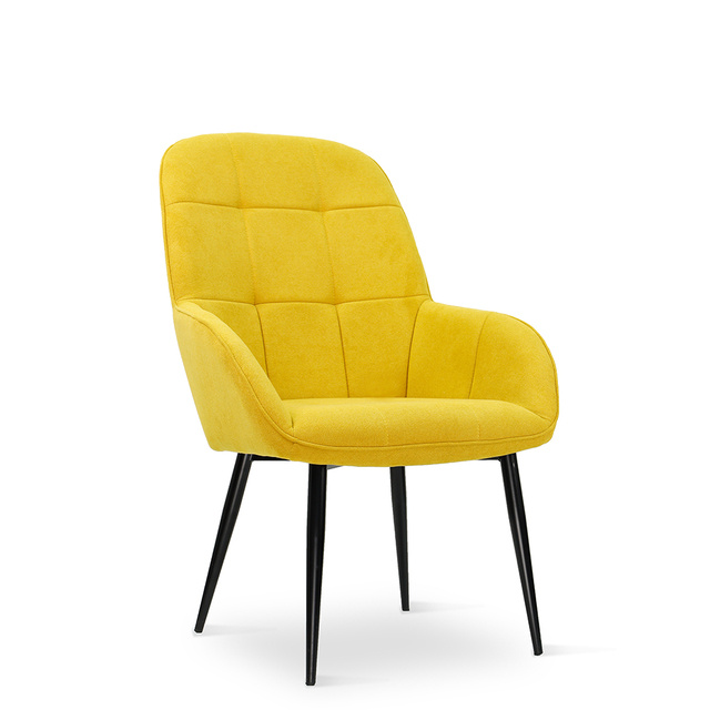 ESOU Yellow Linen Dining Chair with Black Powder Coated Legs DC-2152-1