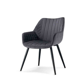 ESOU Grey Velvet Dining Chair with Black Powder Coated Legs DC-2261