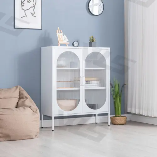 WLS manufacture price MORU tempered glass metal sideboard cabinet