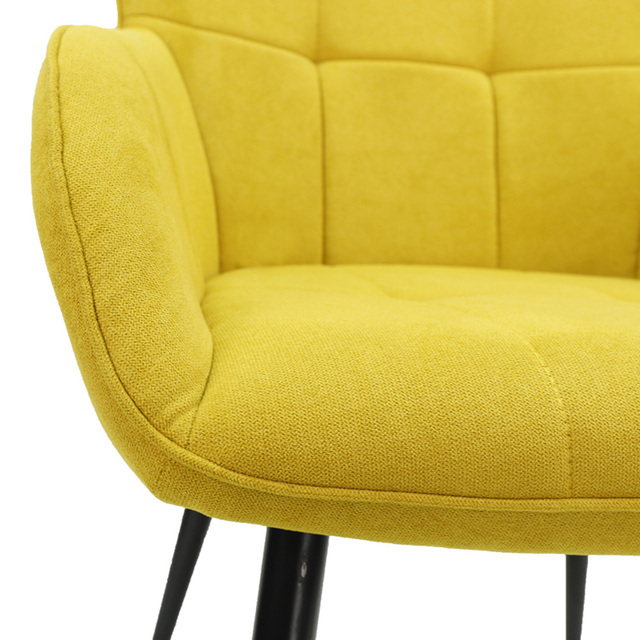 ESOU Yellow Linen Dining Chair with Black Powder Coated Legs DC-2152-1