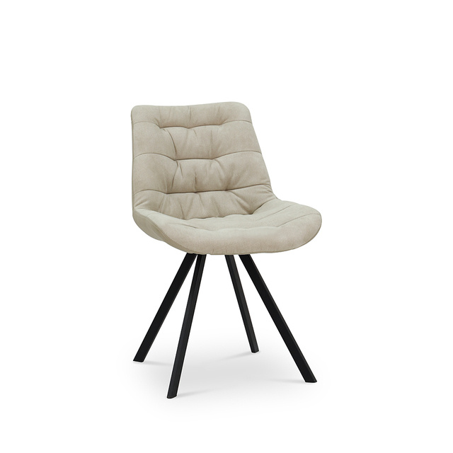 ESOU Beige PU Dining Chair with Black Powder Coated Legs DC-2008-1