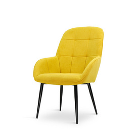 ESOU Yellow Linen Dining Chair with Black Powder Coated Legs DC-2152-1