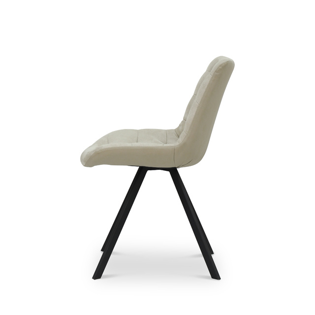 ESOU Beige PU Dining Chair with Black Powder Coated Legs DC-2008-1