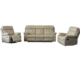 3S+2S+1S, Beige microfiber manual recliner sofa set