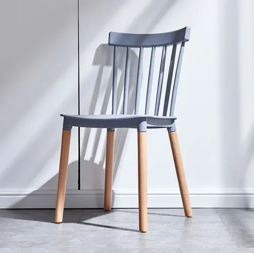 plastic chair with beech wood leg