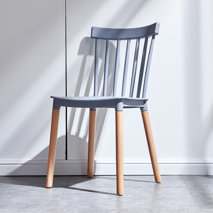 plastic chair with beech wood leg