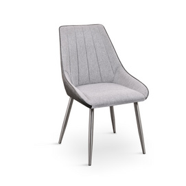 ESOU Linen and Frosted PU Dining Chair with Stainless Steel Legs DC-1971