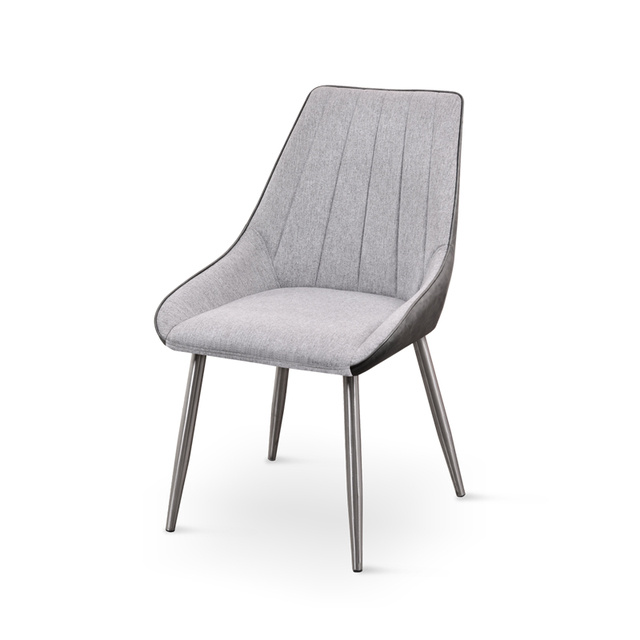 ESOU Linen and Frosted PU Dining Chair with Stainless Steel Legs DC-1971