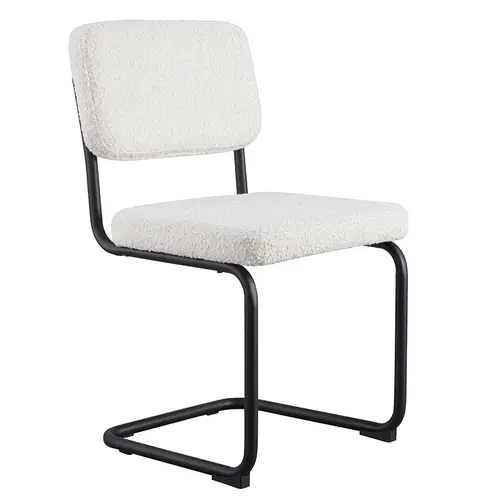DC-500 dining chair with white seat and back and black frame