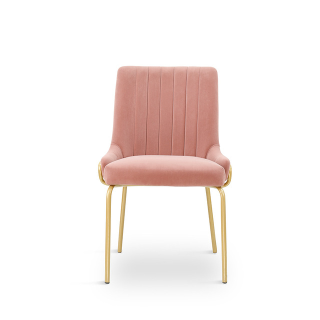 ESOU Pink Velvet Dining Chair with Golden Powder Coated Legs DC-2161