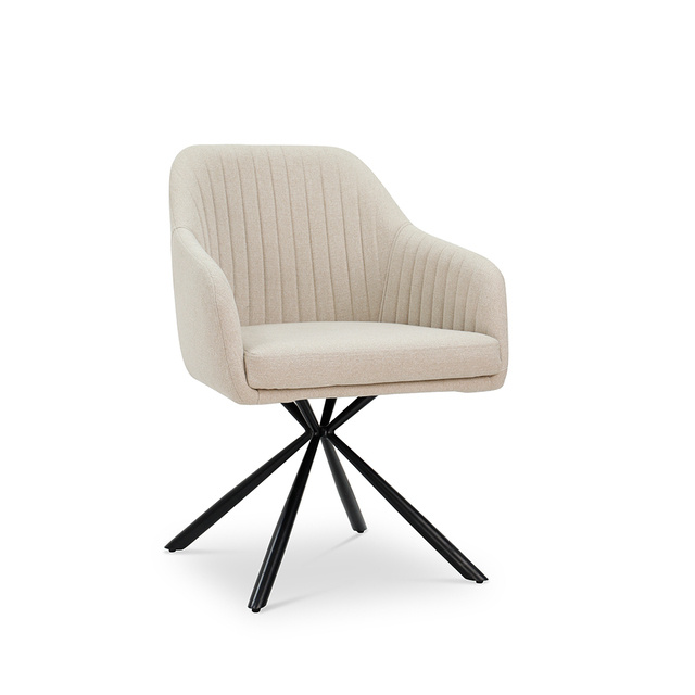 ESOU Beige Dining Chair with Black Powder Coated Legs DC-2091