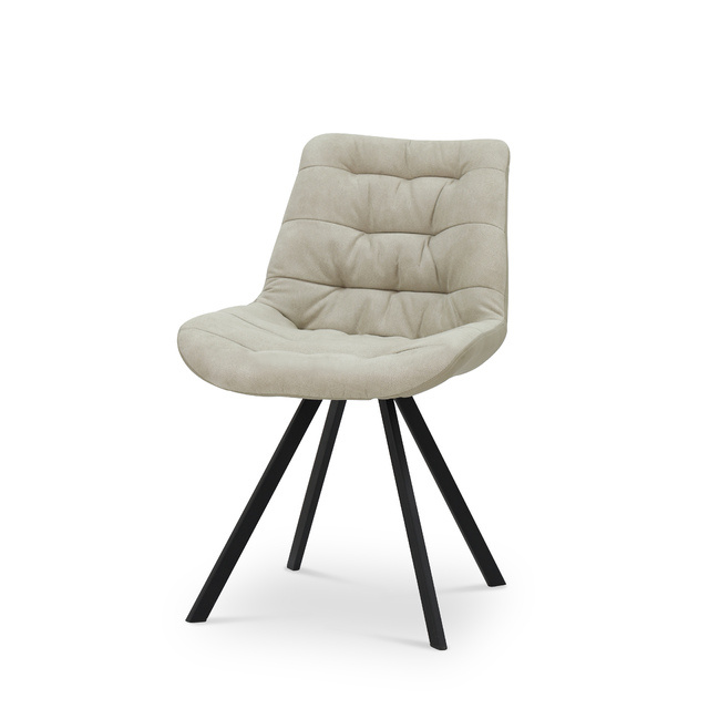 ESOU Beige PU Dining Chair with Black Powder Coated Legs DC-2008-1