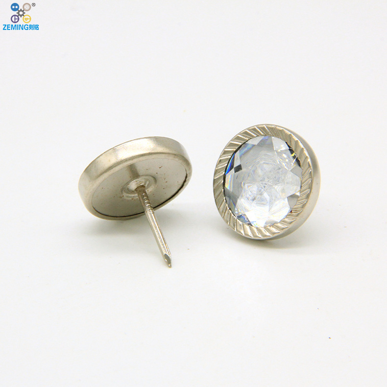Decorative Glass Crystal Threaded Nail Button
