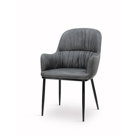 ESOU Grey PU Dining Chair with Black Powder Coated Legs DC-2171