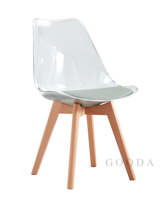 Dining Chair,Transparent tulip plastic chair,fabric chair P-207-1