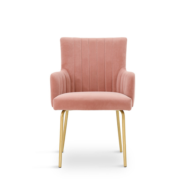 ESOU Pink Velvet Dining Chair with Golden Powder Coated Legs DC-2162