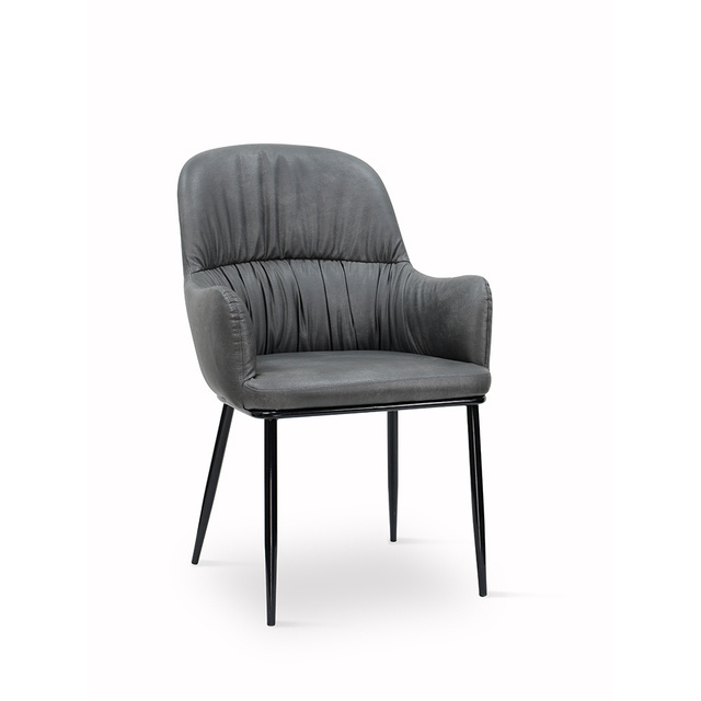 ESOU Grey PU Dining Chair with Black Powder Coated Legs DC-2171