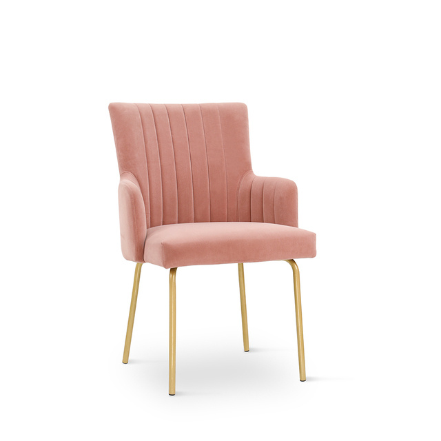 ESOU Pink Velvet Dining Chair with Golden Powder Coated Legs DC-2162