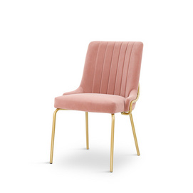 ESOU Pink Velvet Dining Chair with Golden Powder Coated Legs DC-2161