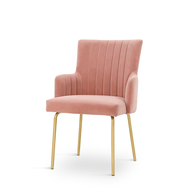 ESOU Pink Velvet Dining Chair with Golden Powder Coated Legs DC-2162