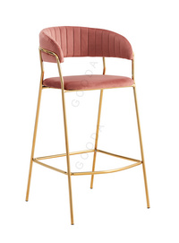 BAR Modern Design  Velvet Gold Chromed Legs Bar Stool For Cafe