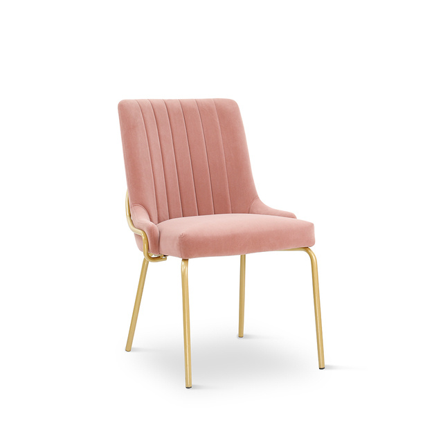 ESOU Pink Velvet Dining Chair with Golden Powder Coated Legs DC-2161