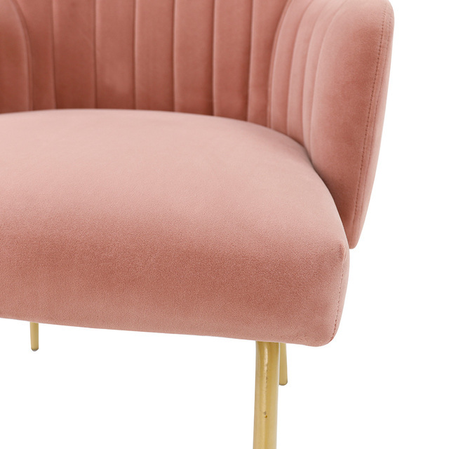 ESOU Pink Velvet Dining Chair with Golden Powder Coated Legs DC-2162