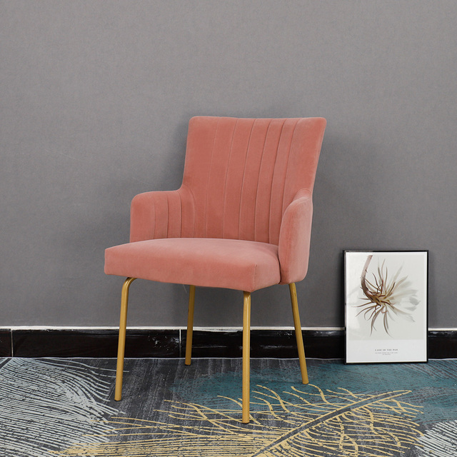 ESOU Pink Velvet Dining Chair with Golden Powder Coated Legs DC-2162