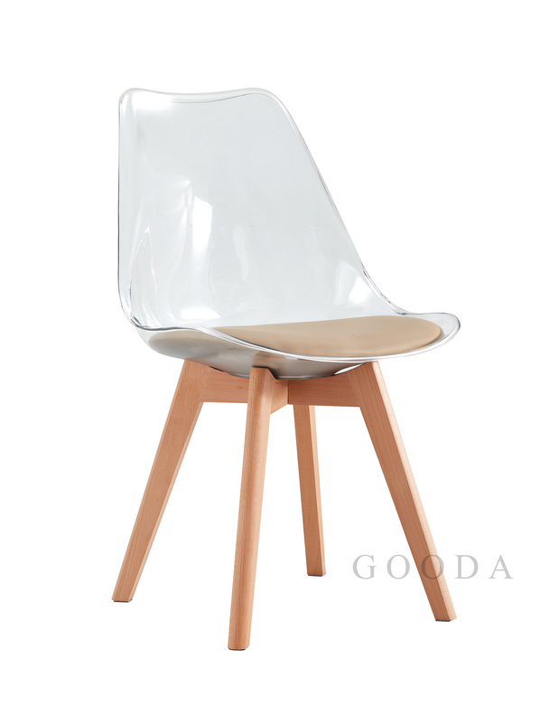 Dining Chair,Transparent tulip plastic chair,fabric chair P-207-1