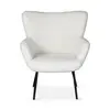 ESOU Padded White Lambwool Fabric Chair with Armrests for Your Living Room or Bedroom LC-2392