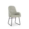 ESOU Leather Air Fabric  Fabric Dining Chair with Black Powder Coated Legs DC-2032