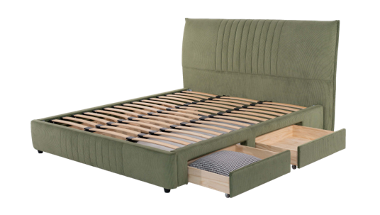 Upholstered Bed Frame with  Storage Drawers