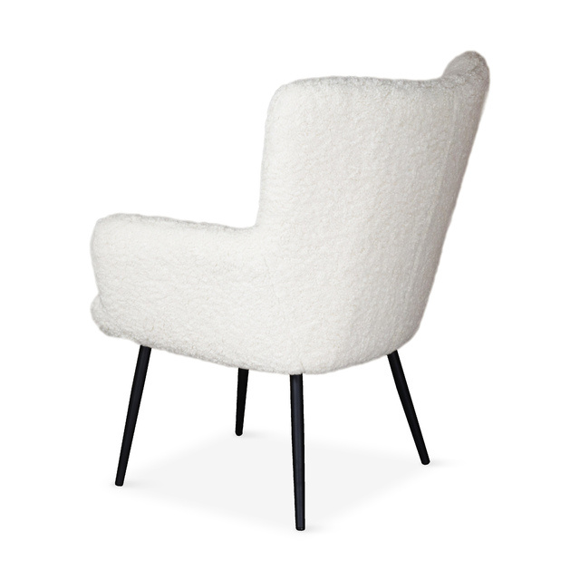 ESOU Padded White Lambwool Fabric Chair with Armrests for Your Living Room or Bedroom LC-2392