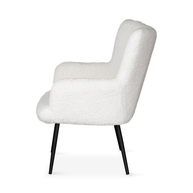 ESOU Padded White Lambwool Fabric Chair with Armrests for Your Living Room or Bedroom LC-2392